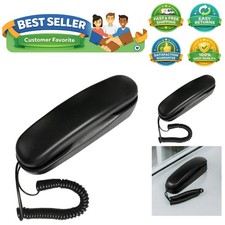 Trimline Corded Phone in Elegant Black - Slim, Desk/Wall Mountable for Home Use