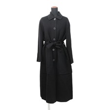 HERMES Double-faced wrap coat Size 34 Cashmere100 Black