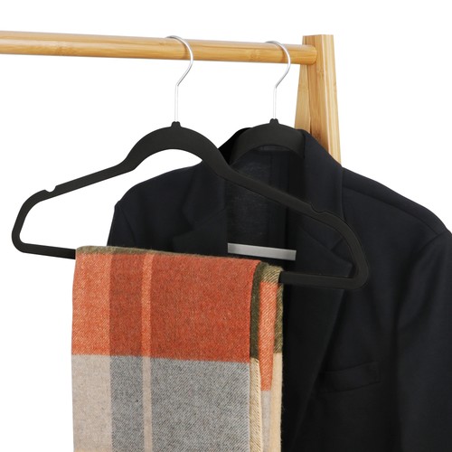 Velvet Hangers 100 Pack Non Slip Clothes Suit/Shirt/Pants Velvet Hangers Black - Afbeelding 23 van 24