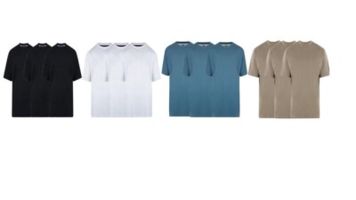 KAM Mens Plus size Plain 3 Pack Cotton Tee Shirts Available uptp size 8XL