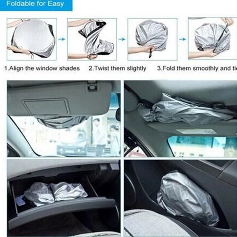 Foldable Car Windshield Front Window Sun Shade Cover Visor Block UV Protector - Image 4 of 4