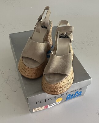 9 & CO.  - Woman's Rope Platform Shoe, Size: 7M / P-Catnap, Natural Suede