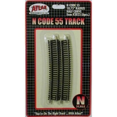 Atlas N Scale ~ New 2024 ~ Code 55 Track 18.75  Radius 1/2 Curve (6 Pieces) 2025