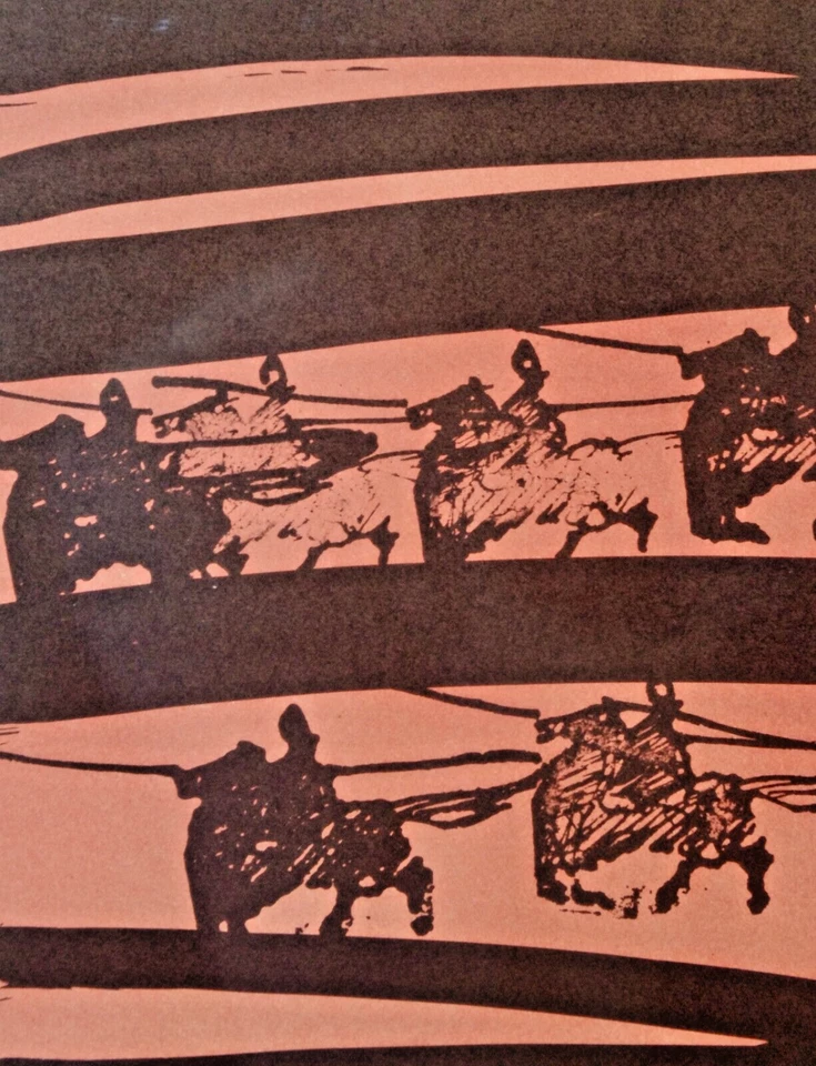 Litografía - Enmarcado Firmado Nissan Engel - Jinetes Guerreros Mediados de Siglo Foto 2 de 4