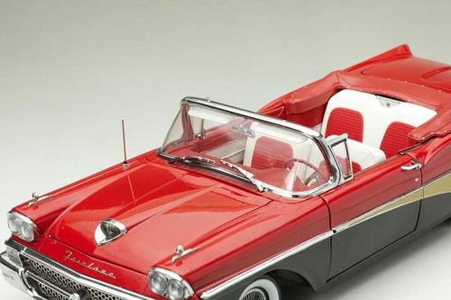 Platinum Ford Fairlane 500 Open Convertible 1958 1/18 scale diecast Torch Red/Bk - Picture 13 of 17
