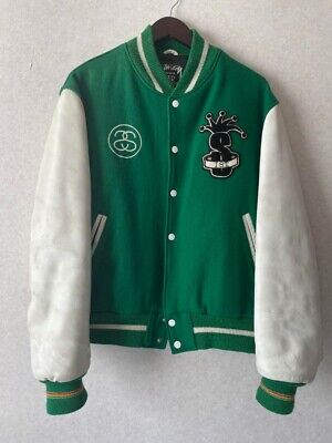 Stussy 2008 I.S.T Varsity Jacket Stadium Green White Used Stussy 2008 I.S.T Varsity Jacket Stadium Green White Used