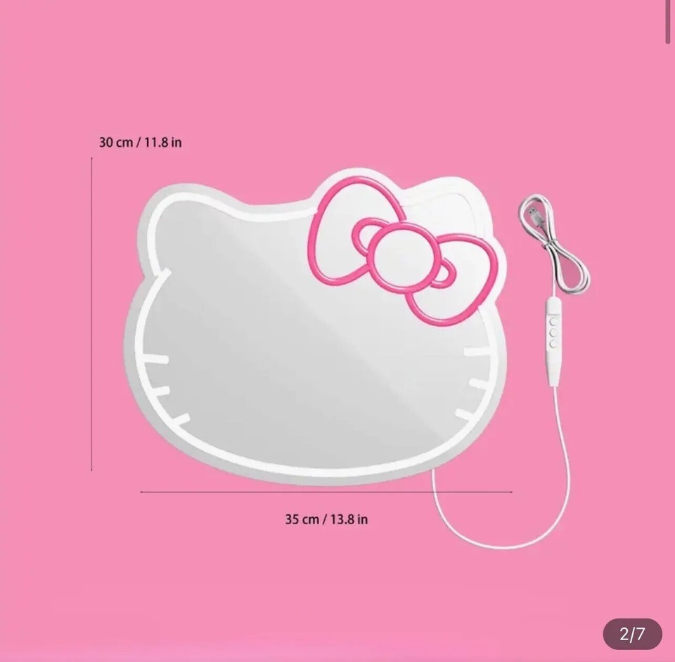 Neon Light Hello Kitty Acrylic Mirror Reflective Room Decoration Sanrio