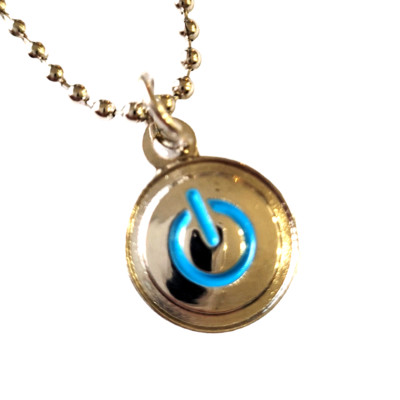Power Button Turn Me On Computer Symbol Charm Pendant Necklace with Ball Chain