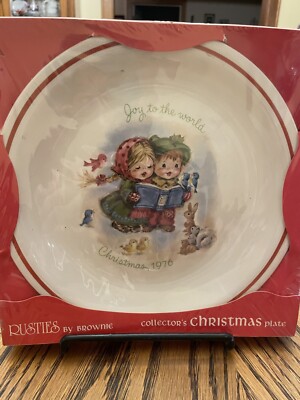Vintage NIB Rusties by Brownie Joy to the World Christmas 1976 plate~England