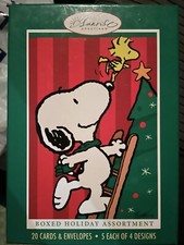 SUNRISE Peanuts 20 Christmas Cards SNOOPY CHARLIE BROWN Boxed Set 4 DESIGNS