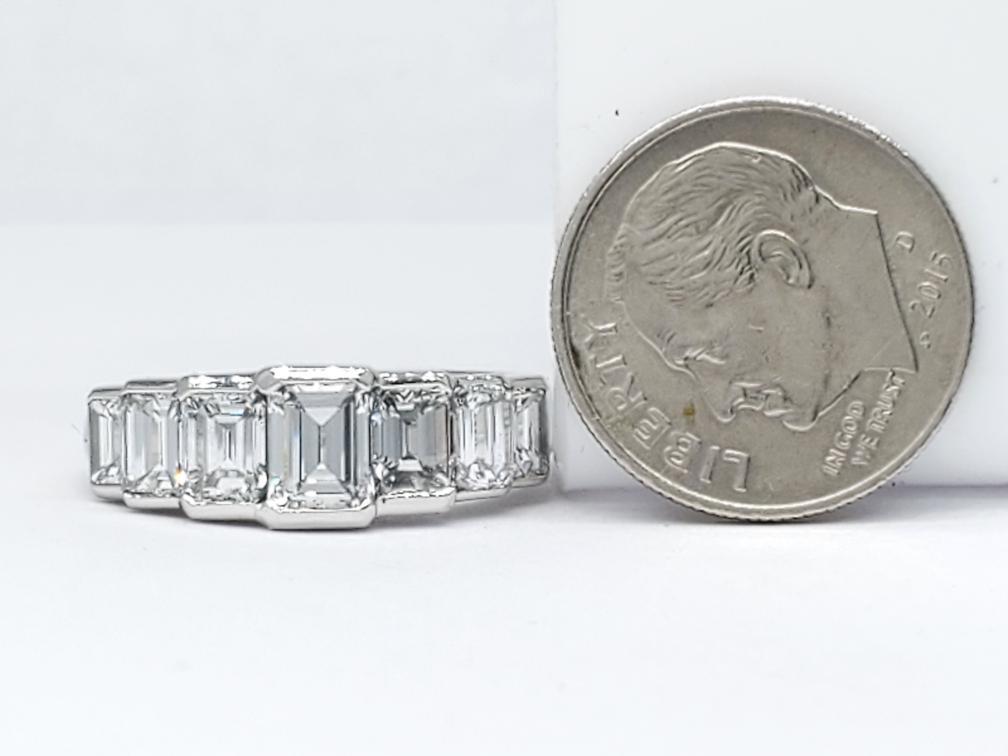 950 Solid Platinum Graduated Emerald Cut Diamond … - image 7