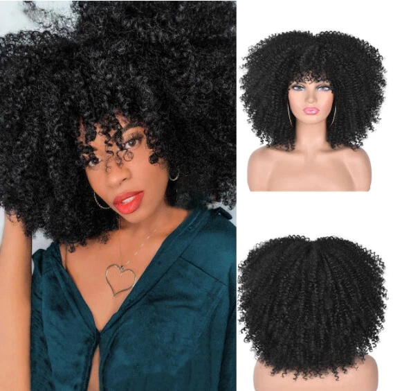 Moda Pelucas Completas Cortas Rizadas Afro Rizadas Negras para Mujeres Negras Fecha Diaria Fiesta  Foto 3 de 4