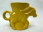 Vintage Frankoma 1975 Democrat Political Donkey Mug Yellow Cup 4" Tall
