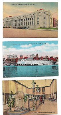 Set 3 Missouri Postcards Excelsior Springs - The Admiral - Federal Post Office