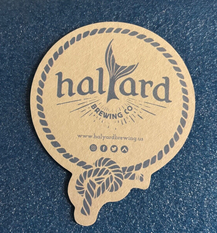 HALYARD BREWING COMPANY NAUTICAL CRAFT BEER COASTER SOUTH BURLINGTON VERMONT