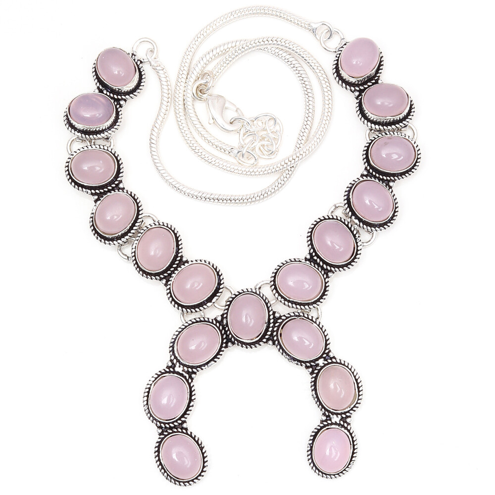 Necklace Rose Quartz Gemstone Handmade Ethnic Jewelry 18-20''