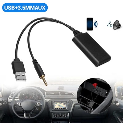 Wireless Bluetooth Receiver Adapter USB 3.5mm Jack Audio For Car AUX Speaker