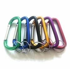 6pc 3" Aluminum Carabiners D-Ring Key Chain Spring Snap Clip Hook Assorted Color
