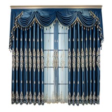 European high-grade atmosphere embroidery blue cloth curtain valance C1154