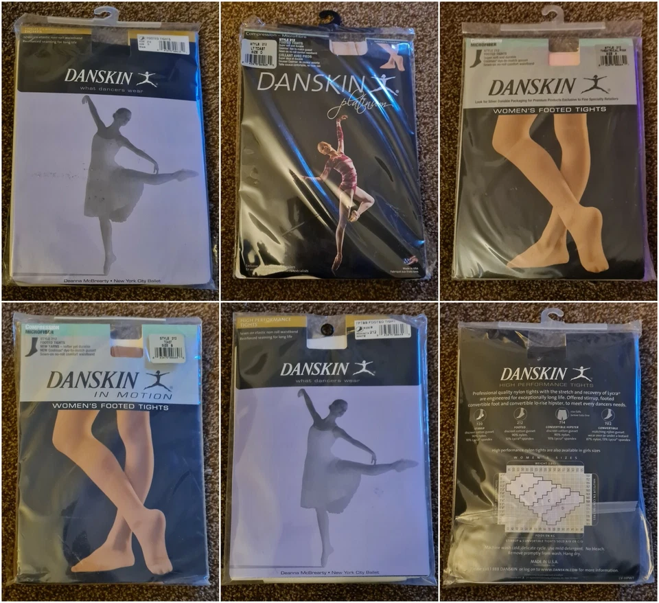 Danskin 212 Compression Adult Footed Dance Tights - Various Colour/Sizes