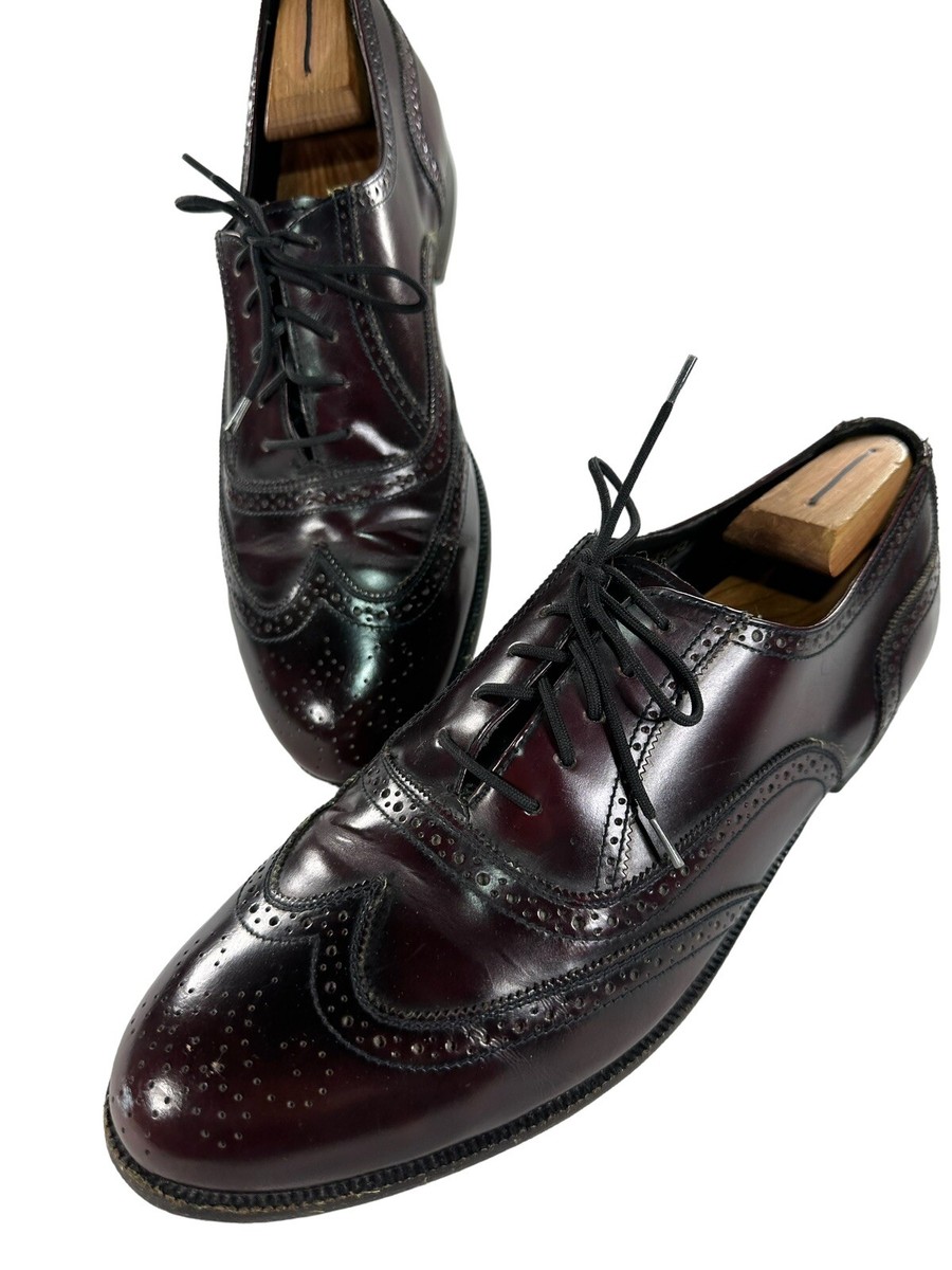 Florsheim Mens Size 11 D Burgundy Brogue Wingtip Vintage  display picture 1