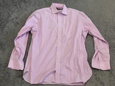 Polo Ralph Lauren Shirt Mens 17 34/35 Classic Fit Button Pink Striped Easy Care