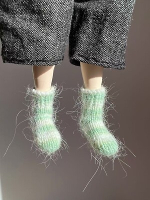 Blythe Puppensocken handgestrickte Socken Mohair grüne Socken (und für andere Puppen)