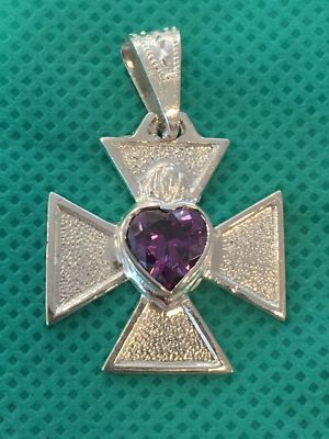 Cruz de Malta con Amatista 970 Silver/Plata Maltese Cross Heart Amethyst,