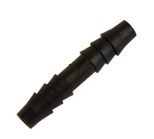 (4) Four 1/4" x 1/4" Hose ID Black HDPE Barbed Plastic Connector Fitting