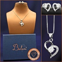 Schmuckset Herz, Halskette Ohrstecker 925 Silber +Etui, Geschenk Muttertag