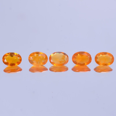 2.5 Ct Natural Mexican Fire Opal Oval Shape Faceted Cut 5 Pcs Lot Loose Gemstone