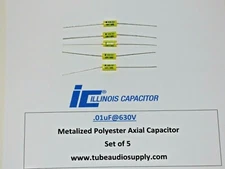 illinois POLYESTER .01uf@630V capacitors, polyester film axial lead, set/5