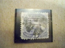 USA Used 1869 Issue, Scott #114, 3 cent Locomotive "G" Grill, Scott #114