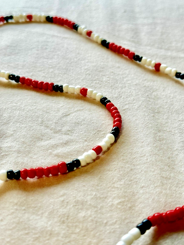 28" Bead Necklace + FREE 7" Bracelet Jim Morrison The Doors Red White Black  - Picture 8 of 8
