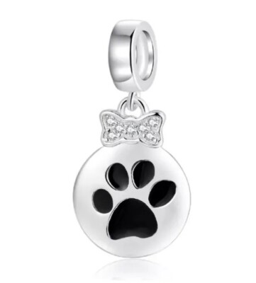   Hund Katze Pfotenanhänger echt 925 Sterling Silber Welpe Kätzchen Fell Mama Denkmal 