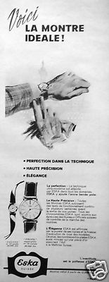 WERBUNG UHREN SCHWEIZ ESKA HIER IST DIE IDEALE UHR HOHE PRÄZISION ELEGANZ