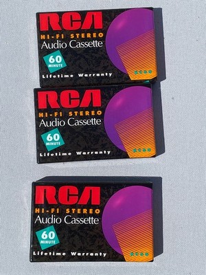 Three RCA RC60 Hi-Fi Stereo Blank Audio Cassette Tape Vintage Sealed 60 Minute