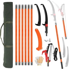 Manual Pole Saw,26 Ft Extendable Tree Pruner w/Knives Sharp Steel Blade Scissors