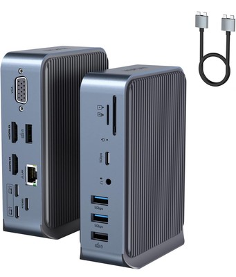15 in 2 USB C Adapter Dual Monitor USB C HUB USB C Docking Station with 2 HDMI