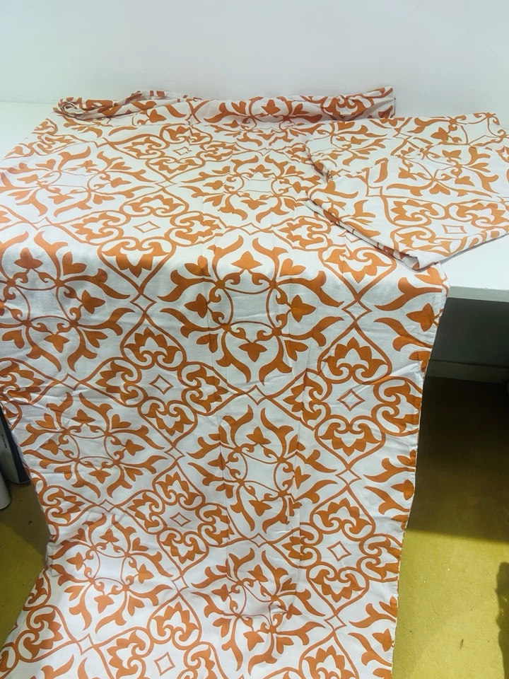 Ikea ANDREA KAKEL SING DUVET Cover Pillowcase Bed Set Orange White BI74 - Image 2 of 4