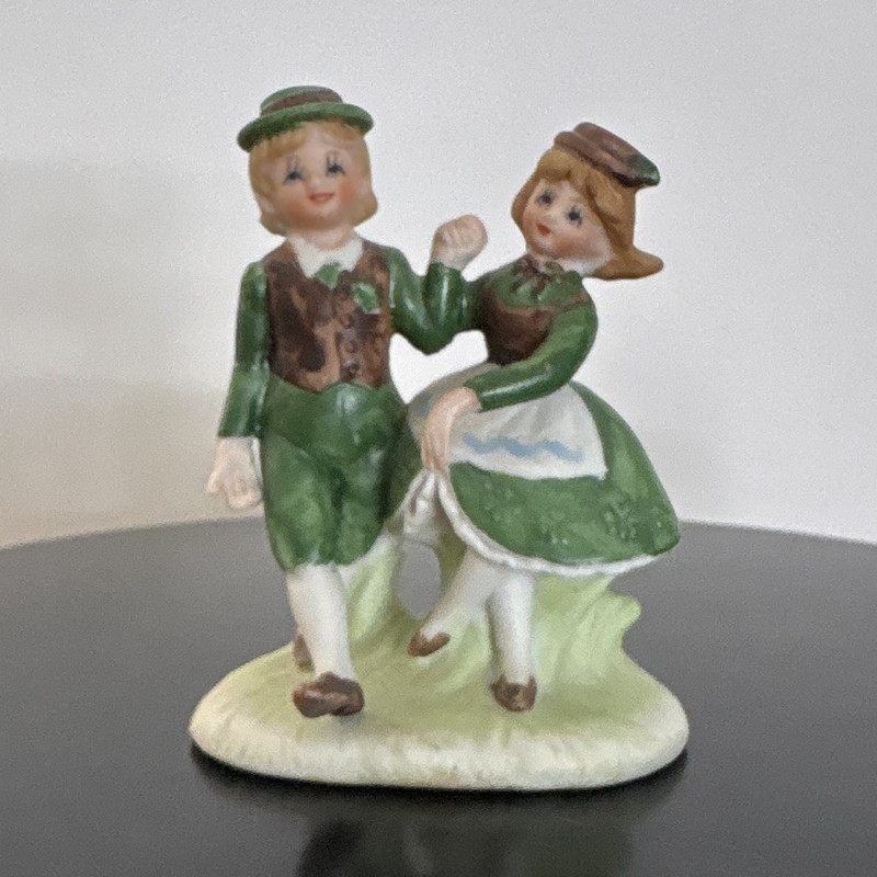 Vintage Lego Korea Bisque Porcelain Irish Dancers Figurine, St. Patricks Day