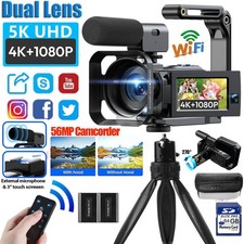 5K Video Camera Camcorder 56MP Dual Lens WiFi 3'' 270  YouTube Vlogging Camera