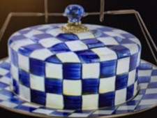 Mackenzie Royal Check Cake Carrier Childs Plate Dome Handle * NIB