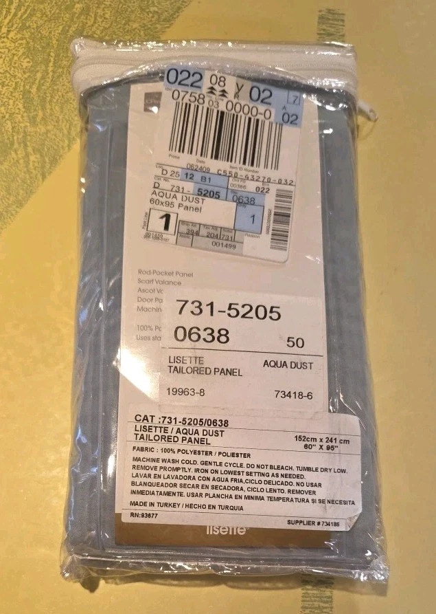 JC Penney Rod-Pocket Panel Aqua Dust 60" X 85" NEW - Image 2 of 4