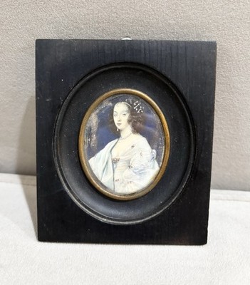 Detailed Miniature Portrait Henriette Marie Of France Some Damage