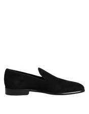 Dolce & Gabbana Black Suede Slip On Loafers Formal Men's Shoes Authentic