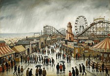 Blackpool Pleasure Beach Lowry-Inspired Scene Print Poster