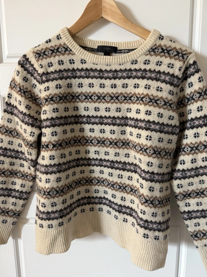 J. Conjunto cálido suéter Crew Fair Isle (lote de 2) para mujer talla mediana M algodón lana Foto 2 de 4