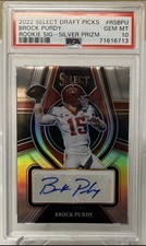 BROCK PURDY AUTO 2022 SELECT DP ROOKIE SIG SILVER PRIZM PSA 10 💎 IOWA ST 49ers