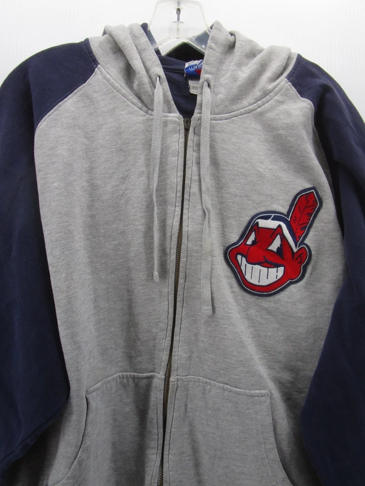 VINTAGE Cleveland Indians Sweatshirt Men XL Gray Chief Wahoo Hoodie Guardians * - Image 2 of 4